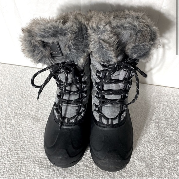 Ice Fields Grey Insulated Mid Calf Winter Boots With said Fur Trim 7 - Picture 2 of 14